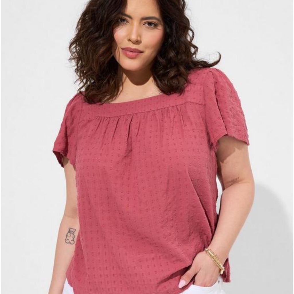 Torrid Clip Jacquard Square Neck Flutter Sleeve Top Women’s Size 26